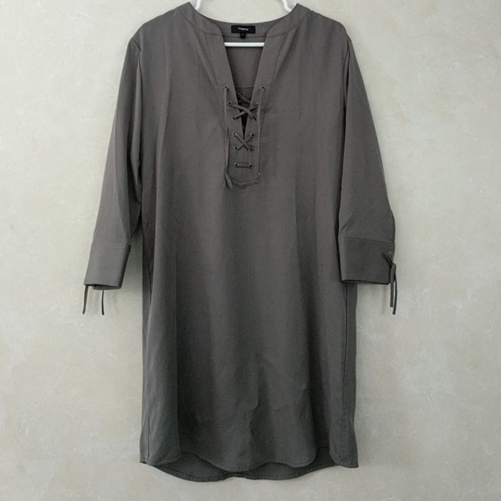Theory Jillitah Sage Lace Up Dress Long Sleeve